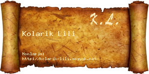 Kolarik Lili névjegykártya